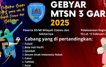 Gebyar MTsN 3 Garut 2025 Ajang Unjuk Kemampuan Siswa SD/MI, Buruan Daftar!